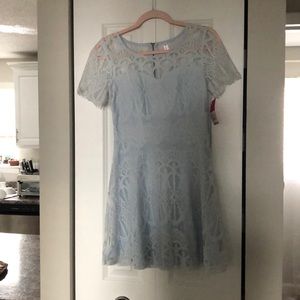 Light Blue Lace T-Shirt Dress
